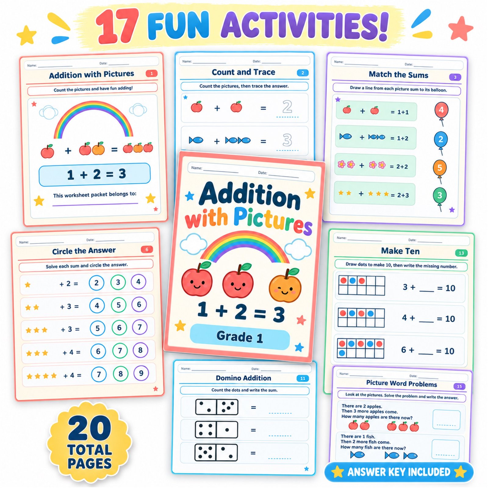 Addition worksheets for grade 1 with pictures free Addition worksheets for grade 1 with pictures free