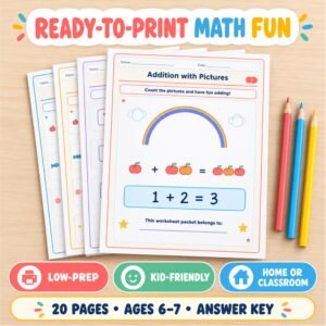 Addition worksheets for grade 1 with pictures printable