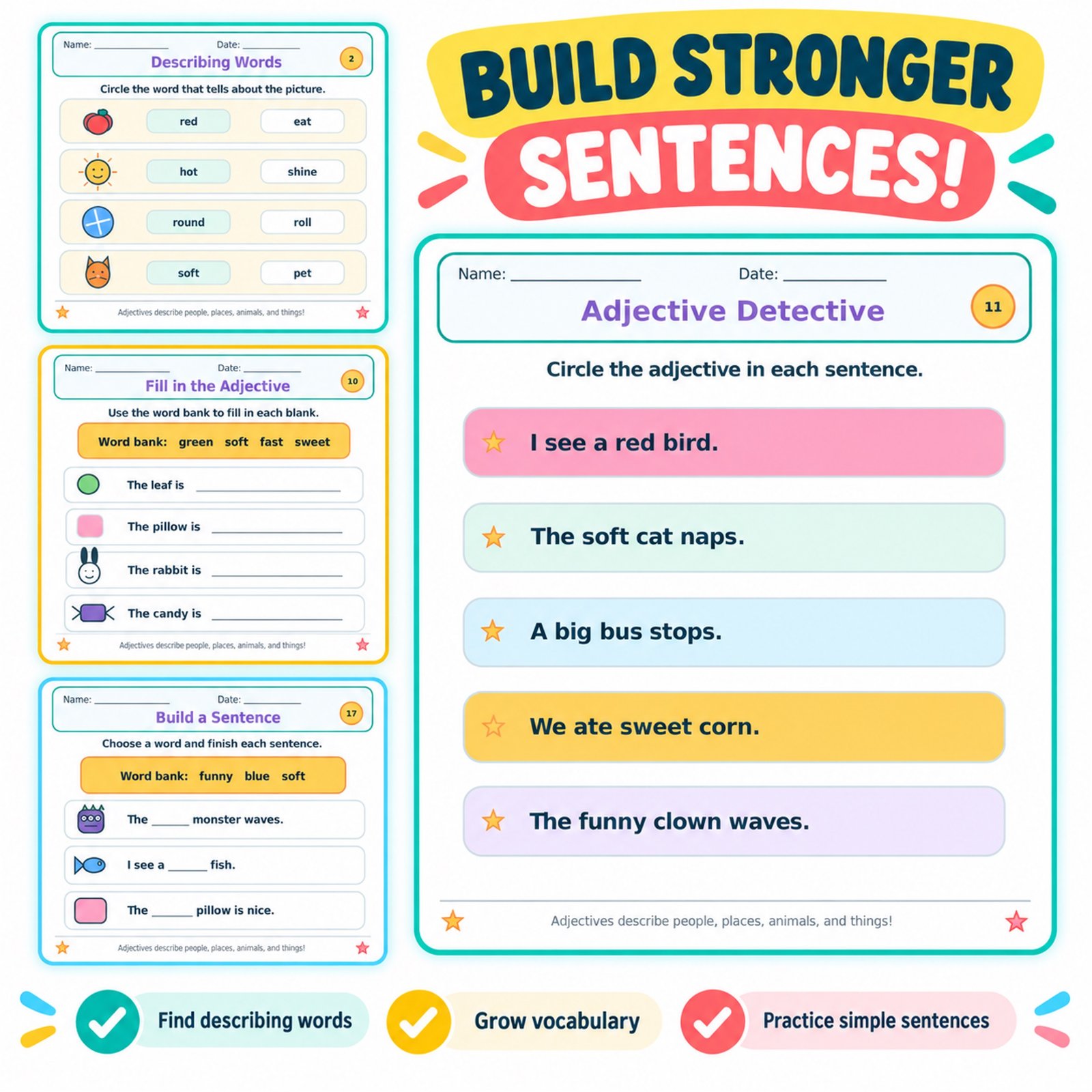 Adjectives worksheets for grade 1 Adjectives worksheets for grade 1