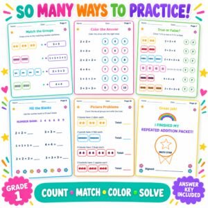 Multiplication addition worksheets for grade 1 printable