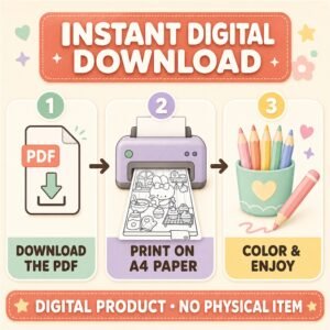 Printable Cute Animal Coloring Pages PDF, 20 Cozy A4 Designs