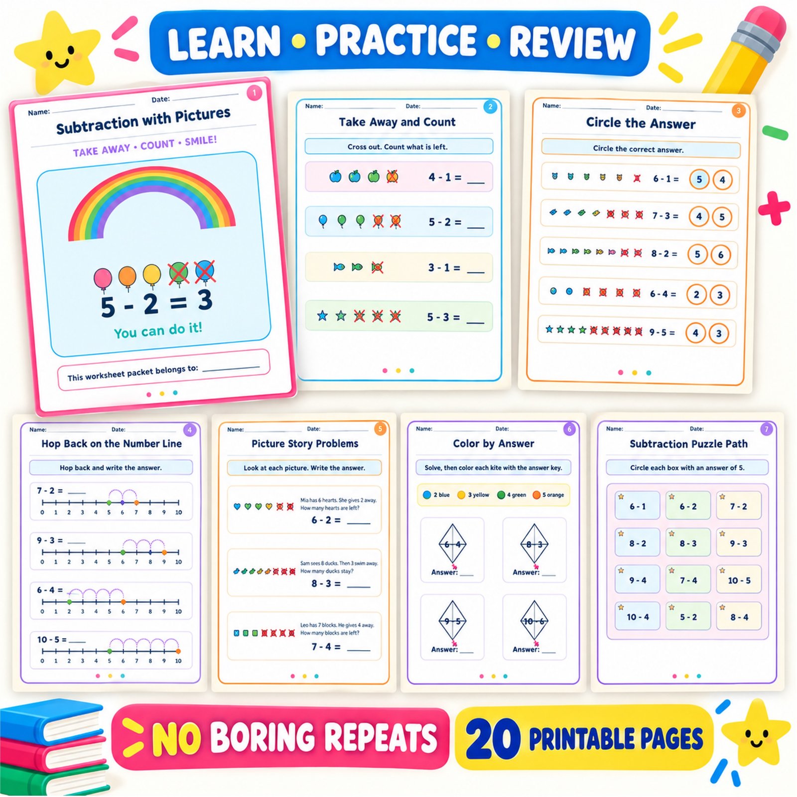 Subtraction worksheets for Grade 1 with pictures free Subtraction worksheets for Grade 1 with pictures free