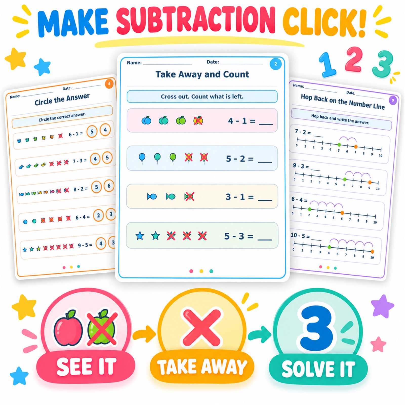 Subtraction worksheets for Grade 1 with pictures printable Subtraction worksheets for Grade 1 with pictures printable