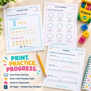 Subtraction worksheets for grade 1 with borrowing free template