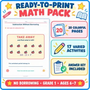 Subtraction worksheets for grade 1 without borrowing printable