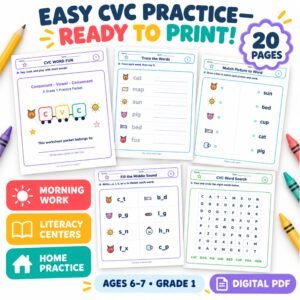 cvc worksheets for grade 1 free pdf