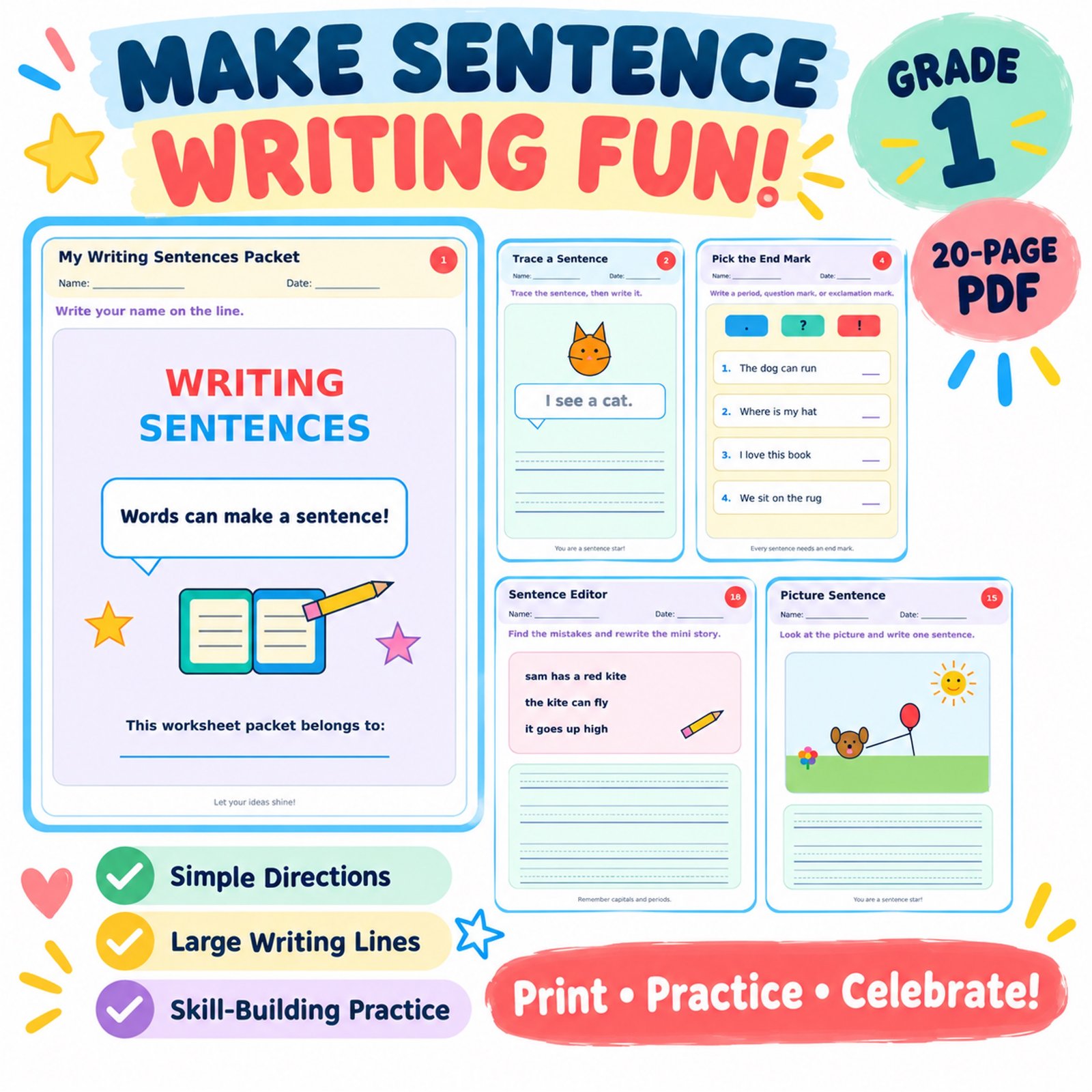 grade 1 writing sentences worksheets n grade 1 writing sentences worksheets n