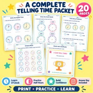 telling time worksheets grade 1 pdf