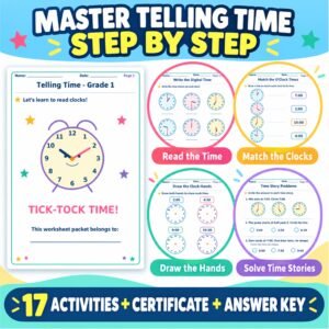 telling time worksheets grade 1 printable